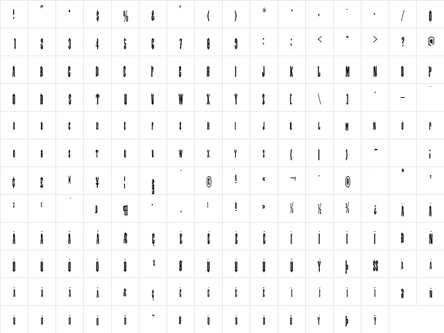 SlayerCondensed Regular font glyphpreview