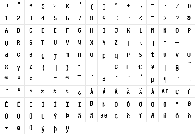 Audimat Mono Regular font glyphpreview