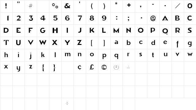 TricorneSSK Regular font glyphpreview