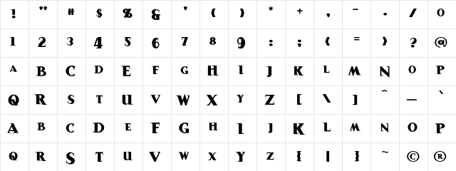 Sanitarium BB Regular font glyphpreview