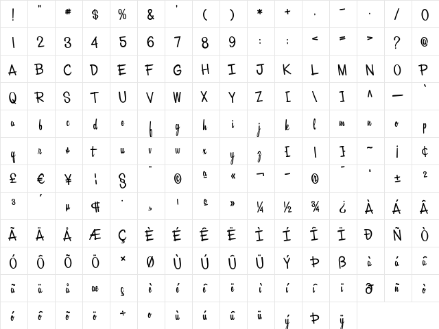 MisterTelevision Regular font glyphpreview
