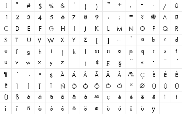 FuturaTBooIn1 Regular font glyphpreview