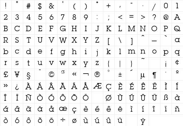 Lubalin Graph Book Regular font glyphpreview