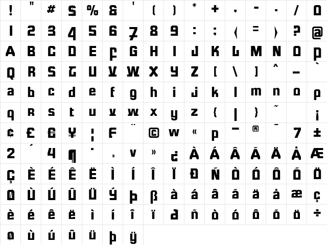 Formula R font glyphpreview