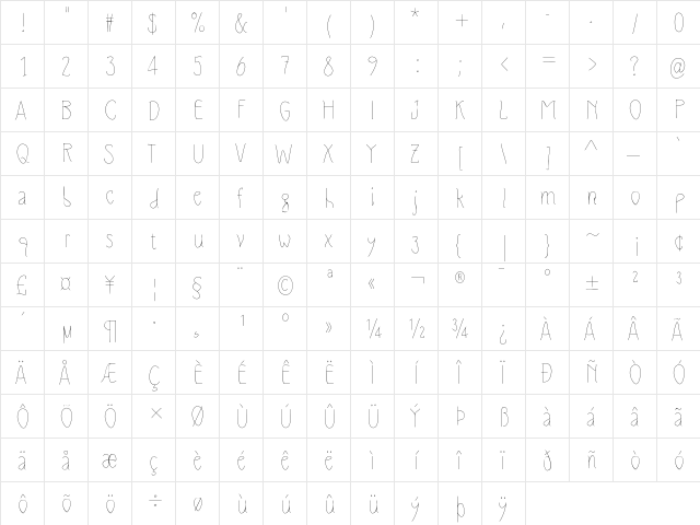 SlimamifLight Light font glyphpreview
