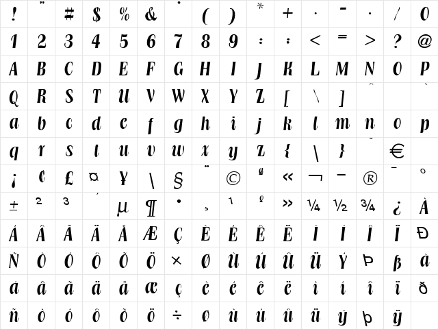 Broach Normal font glyphpreview
