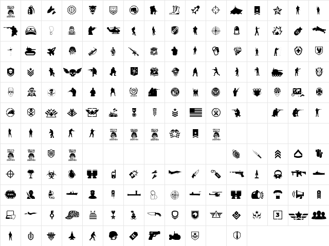 Special Forces Regular font glyphpreview