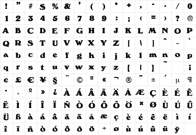 VeronaSerial-Heavy Regular font glyphpreview