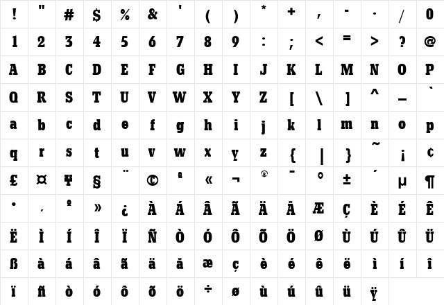 BetonEF Regular font glyphpreview