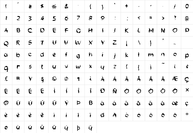 FZ WACKY 56 Normal font glyphpreview