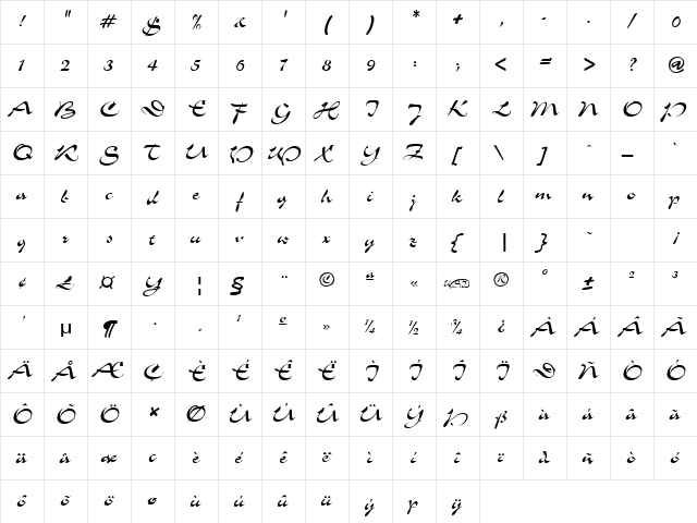 Slalom normal font glyphpreview