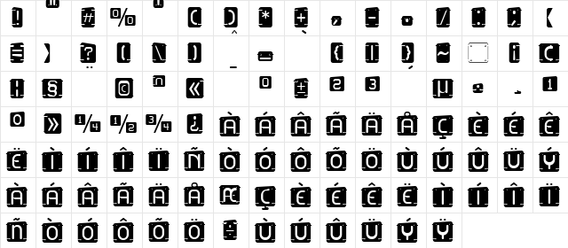U2 Metalona* Regular font glyphpreview