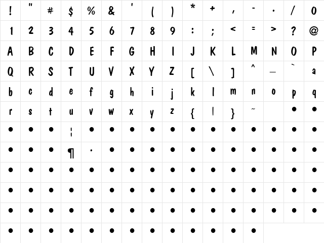 QTCasual Regular font glyphpreview