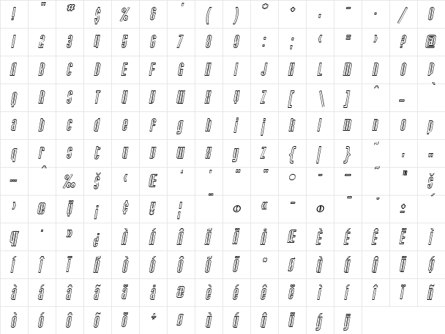 SF Port McKenzie Outline Italic font glyphpreview