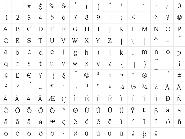 Navarro Book font glyphpreview