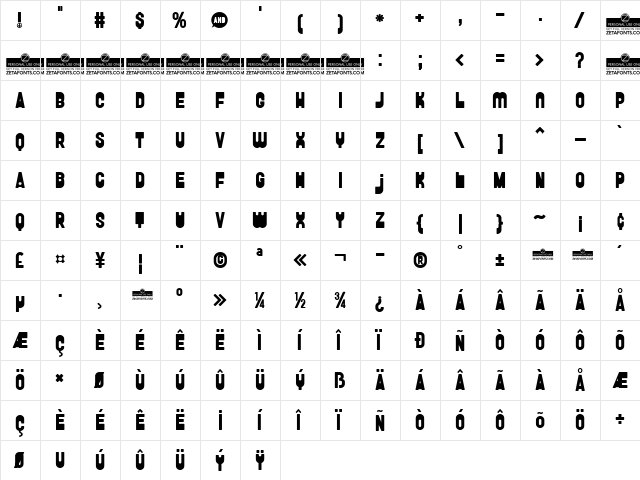 FunGhetto Regular font glyphpreview