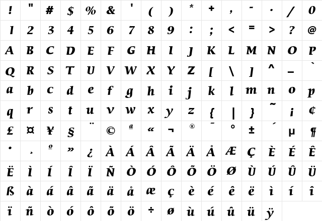 SierraEF-BoldItalic Regular font glyphpreview