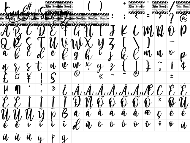 Sunday Spring Personal Use Regular font glyphpreview