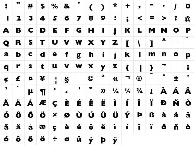 FZ BASIC 57 Normal font glyphpreview