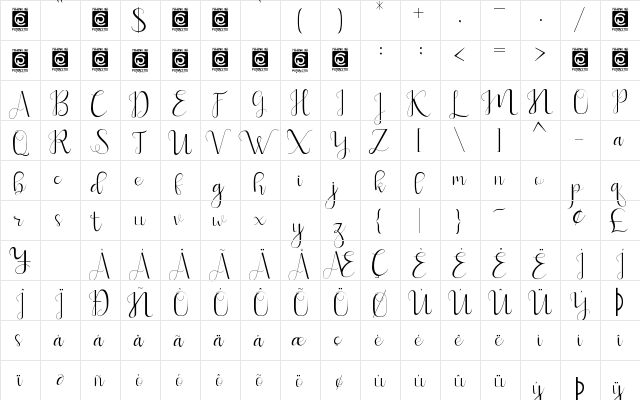 Sweetyhearts FreeVersion Regular font glyphpreview