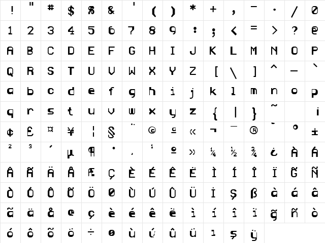 TR Blue Regular font glyphpreview