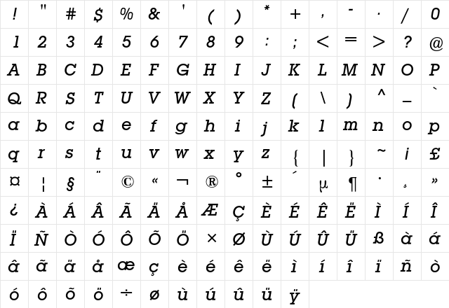 Lubalin BQ Regular font glyphpreview