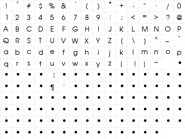 QTAvanti Regular font glyphpreview