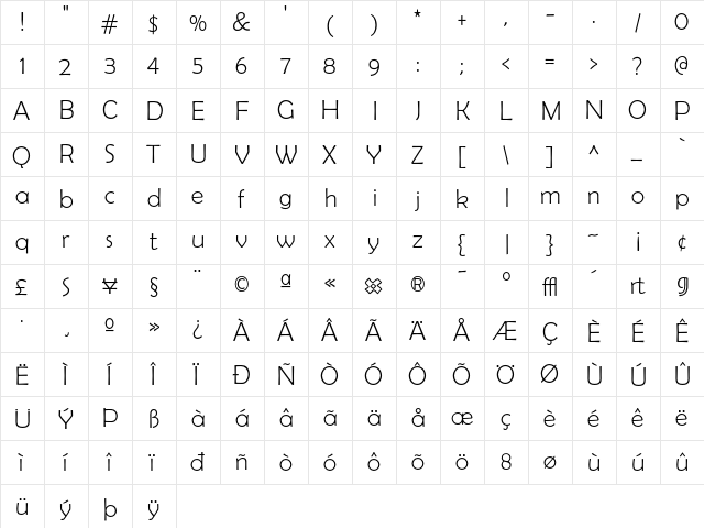 Berlinsans Light font glyphpreview