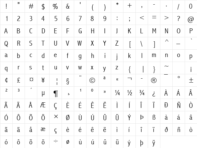 Abadi MT Condensed Light Regular font glyphpreview