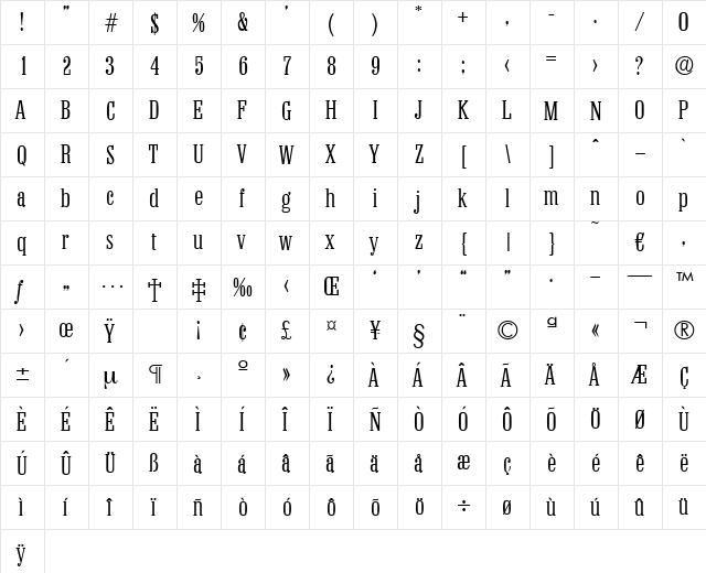 Colonel-Light Regular font glyphpreview