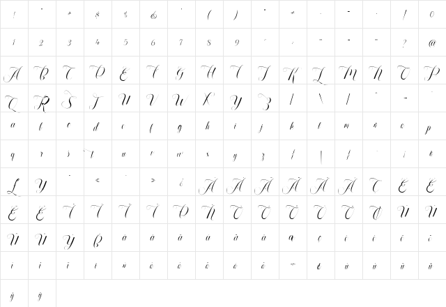 Refadhiana Lajuba Regular font glyphpreview