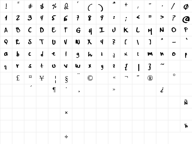 MyWord Regular font glyphpreview