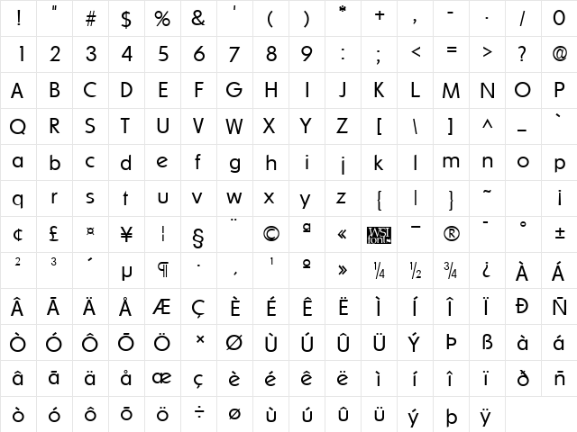 SharnayLight Regular font glyphpreview