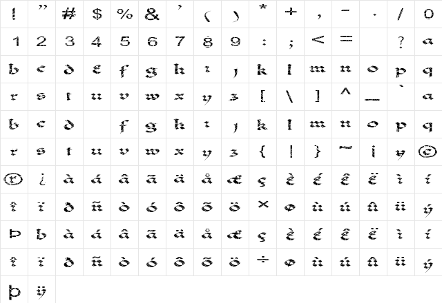 FZ JAZZY 33 CRACKED EX Normal font glyphpreview