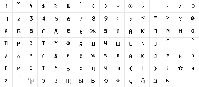Alquito CCCP font glyphpreview