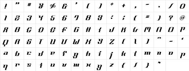 FrenchCurve ALP font glyphpreview