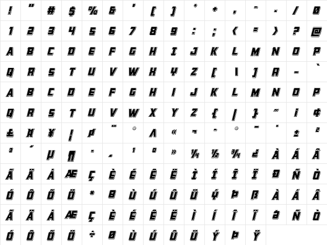 Buchanan Punch Italic Italic font glyphpreview