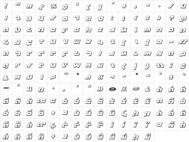 Boomstick 3D Italic Italic font glyphpreview