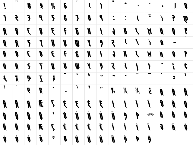 Opus Magnus Leftalic Italic font glyphpreview