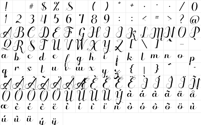 Seulanga Regular font glyphpreview