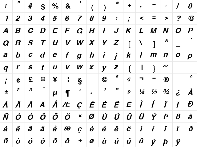 XB Riyaz Bold Italic font glyphpreview