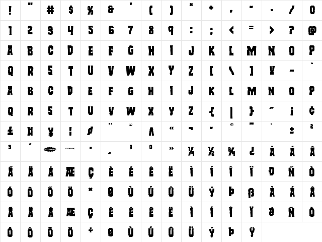 Freakfinder Expanded Expanded font glyphpreview