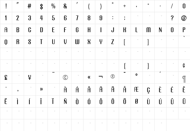 QuestLight Roman font glyphpreview