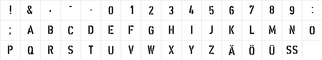 DIN Schablonierschrift Regular font glyphpreview