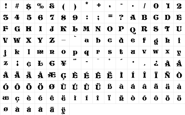 EvelynBecker Regular font glyphpreview