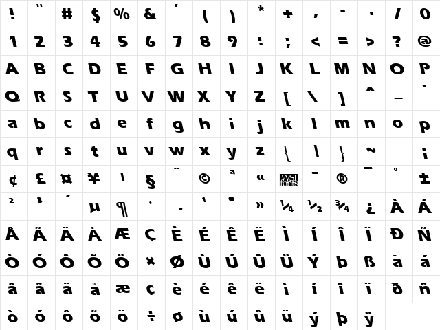ErgoeExtraboldBS Regular font glyphpreview