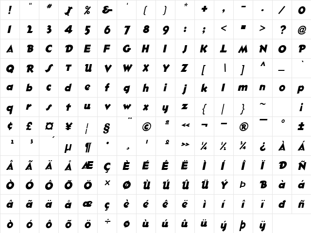 Ole Italic font glyphpreview