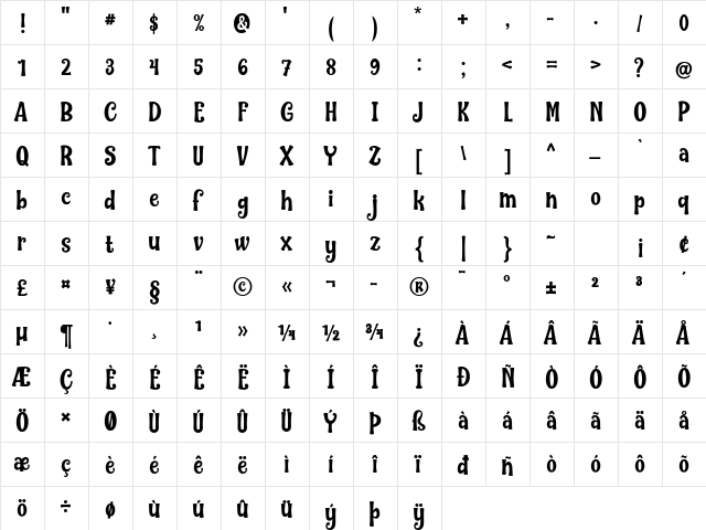 Nilky & Miky Regular font glyphpreview