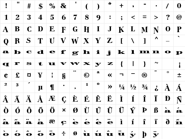 Boston Regular font glyphpreview
