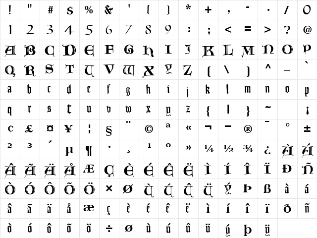 SorrentoSSK Regular font glyphpreview